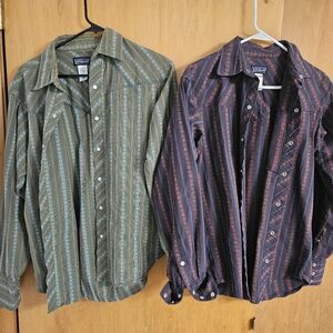 Patagonia Green and Purple Pearl Snap Shirt